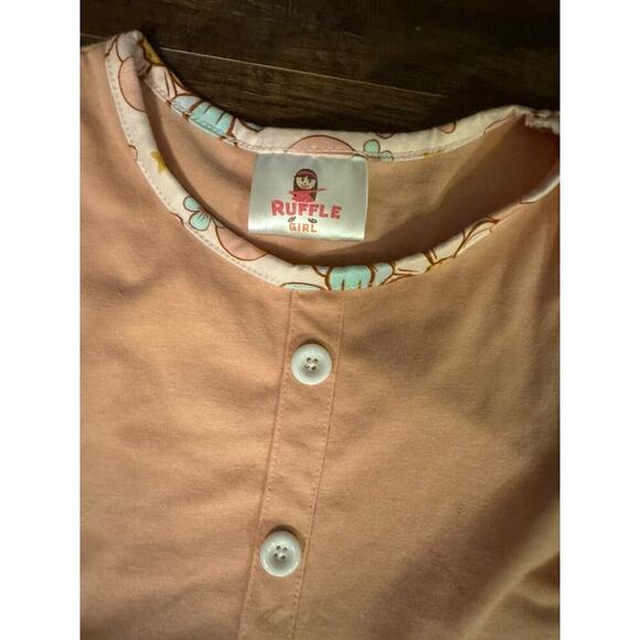 Ruffle Girl Girls Peach Easter Bunny Boutique Dress XL - Picture 4 of 6